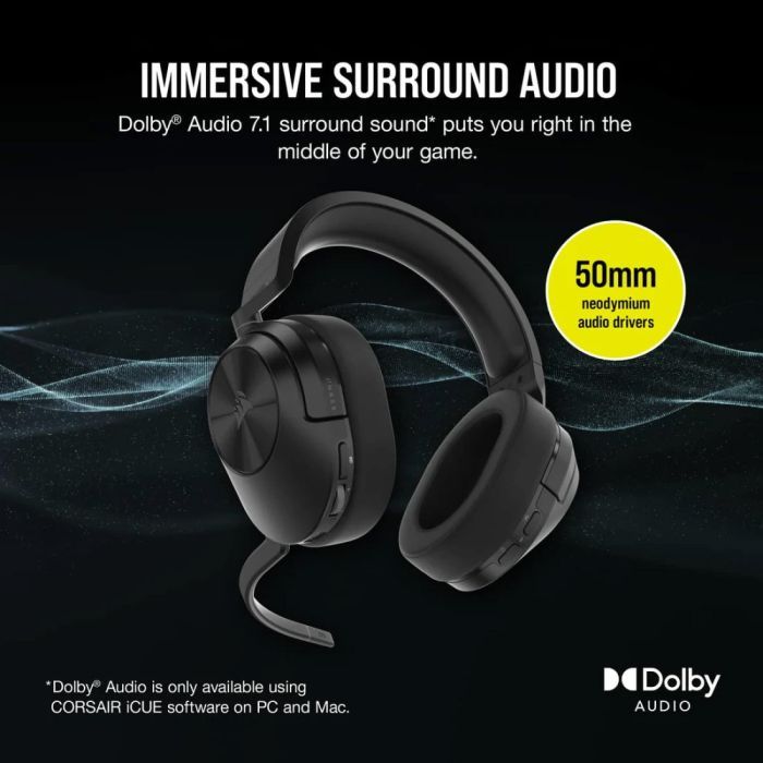 Наушники Corsair HS55 Wireless Gaming Dolby 7.1 Carbon (CA-9011280-EU) изображение 8