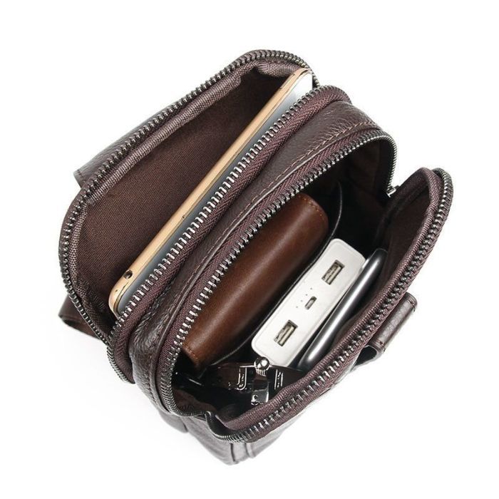 Сумка Vintage Кожаная через плечо Коричневая (14983) изображение 10