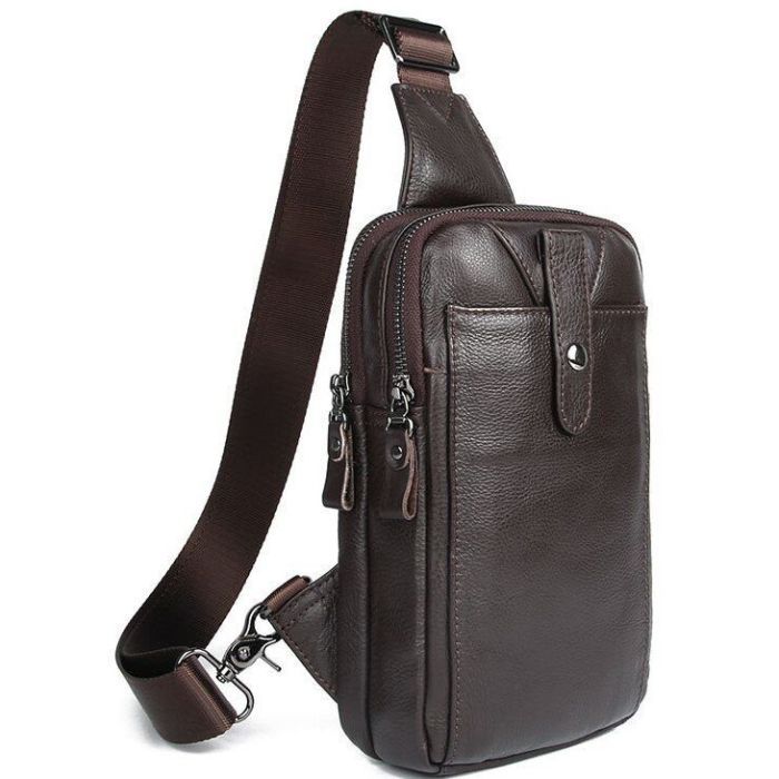 Сумка Vintage Кожаная через плечо Коричневая (14983) изображение 2