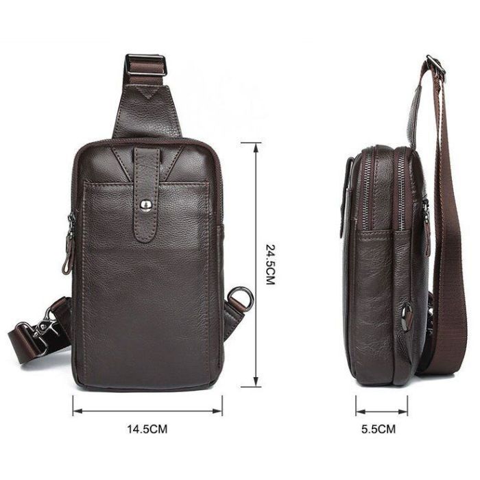 Сумка Vintage Кожаная через плечо Коричневая (14983) изображение 3