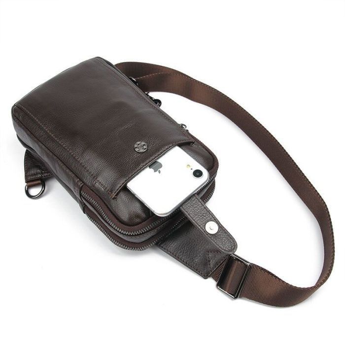 Сумка Vintage Кожаная через плечо Коричневая (14983) изображение 4