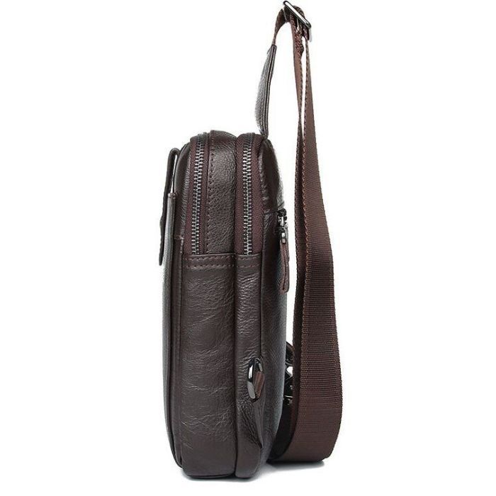 Сумка Vintage Кожаная через плечо Коричневая (14983) изображение 5