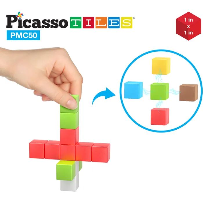 Конструктор Picasso магнитный Tiles Building Cubes 50 деталей (817338023645) изображение 3