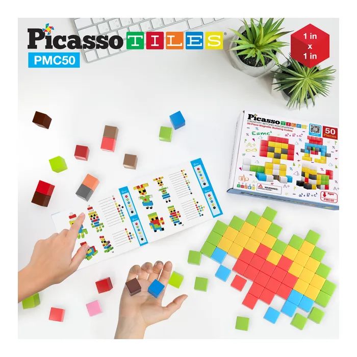 Конструктор Picasso магнитный Tiles Building Cubes 50 деталей (817338023645) изображение 4