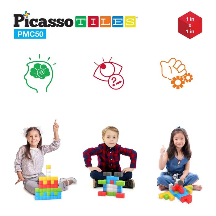 Конструктор Picasso магнитный Tiles Building Cubes 50 деталей (817338023645) изображение 5
