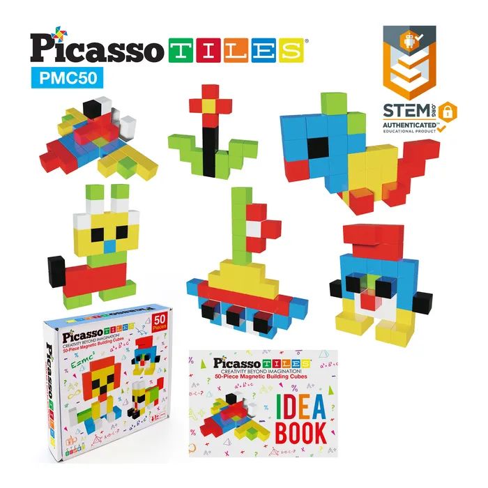 Конструктор Picasso магнитный Tiles Building Cubes 50 деталей (817338023645) изображение 7