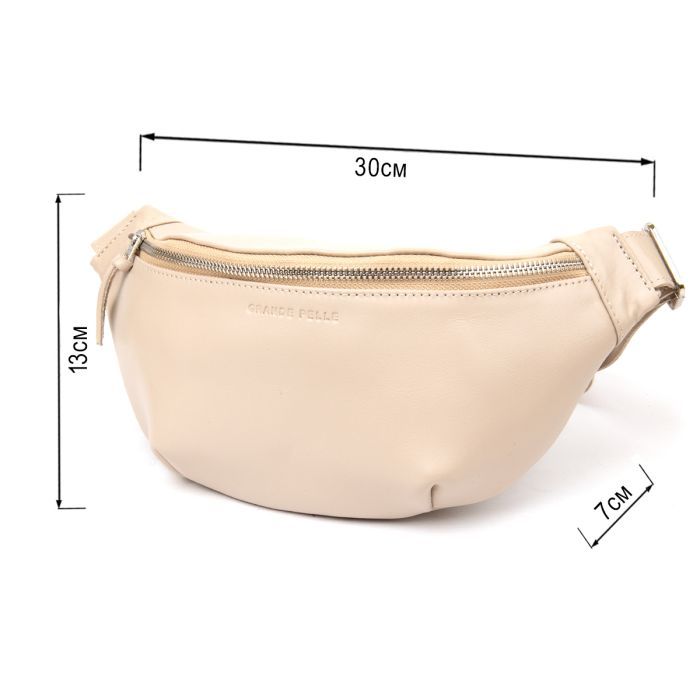 Сумка Grande Pelle Кожаная на пояс Бежевая (11357) изображение 3