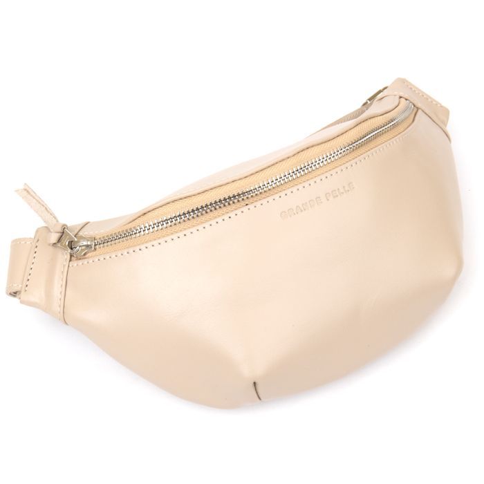 Сумка Grande Pelle Кожаная на пояс Бежевая (11357) изображение 5