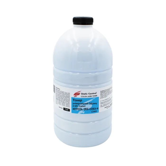 Тонер HP/Canon MPTCOL OS3 40г cyan (фасовка) Static Control (MPTCOL-40B-COS3-P)