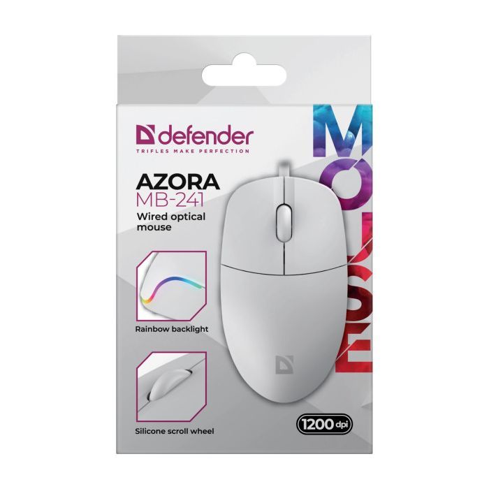 Мышка Defender Azora MB-241 LED USB White (52242) изображение 4