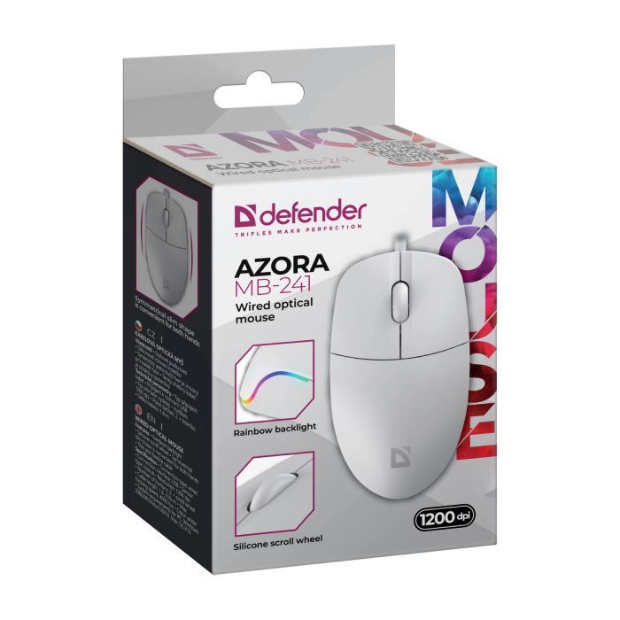 Мышка Defender Azora MB-241 LED USB White (52242) изображение 5