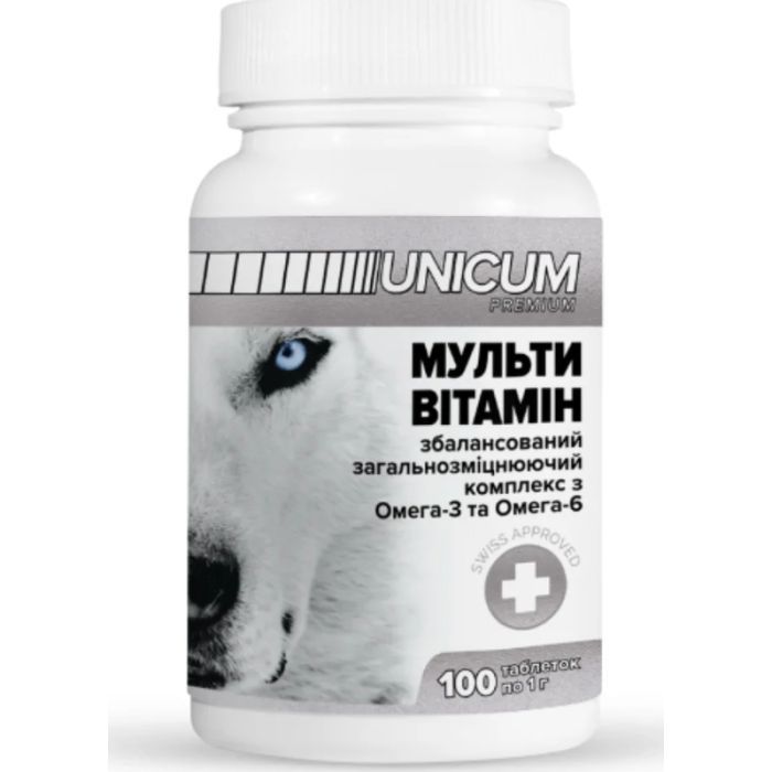 Витамины для собак Unicum PREMIUM мультивитамин 100 табл. (4820150201869)