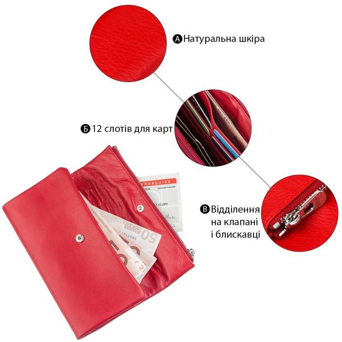 Гаманець ST Leather Шкіряний Червоний (20091) зображення 4