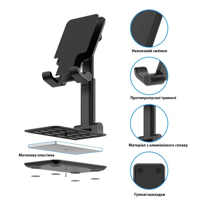 Подставка для планшета Dynamode smartphones/tablets 4-13 inches (Phone Stand black) изображение 9
