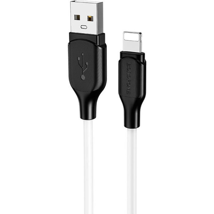 Дата кабель USB 2.0 AM to Lightning 1.0m 2.4A silicone BX42 white BOROFONE (6931474736734)
