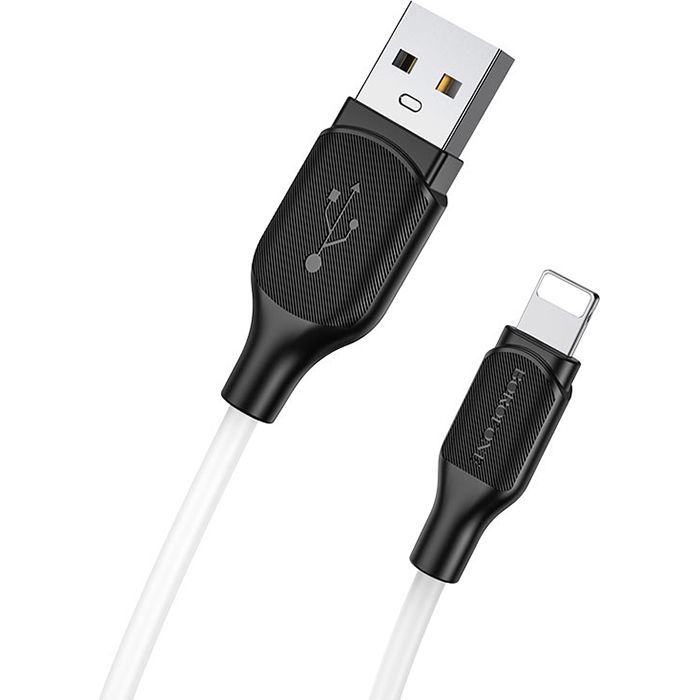 Дата кабель USB 2.0 AM to Lightning 1.0m 2.4A silicone BX42 white BOROFONE (6931474736734) изображение 2