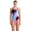 Купальник Arena Multi Slices Swimsuit Lightdro 008094-598 чорний, бузковий, бірюзовий, рожевий 40 (3468337399681)