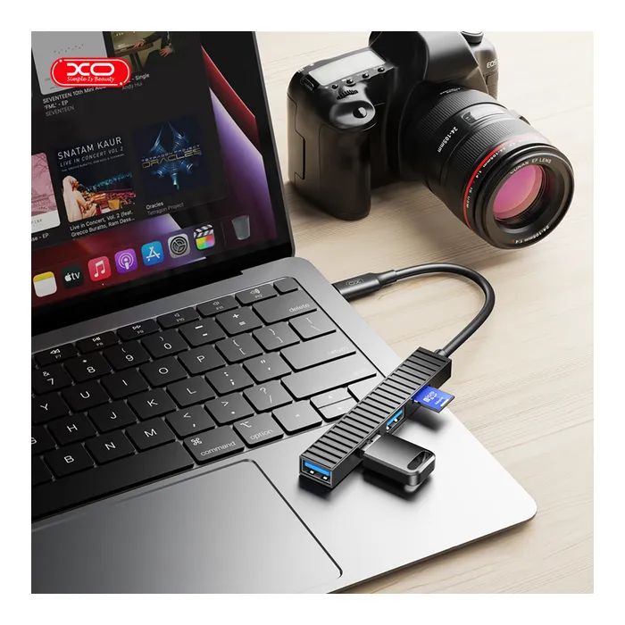 Концентратор XO USB-C 4-in-1 порти XO HUB014B.black (HUB014B.black) зображення 6