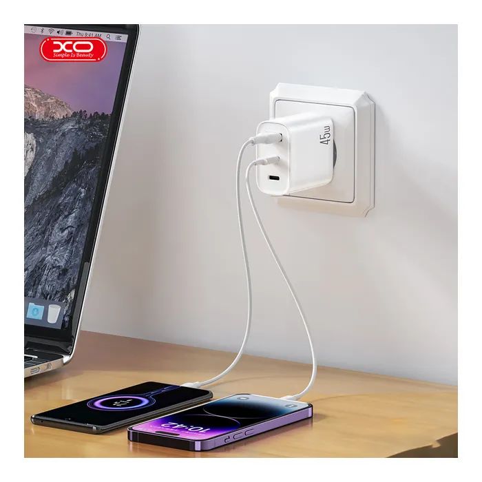 Зарядное устройство XO L117 2xUSB-C PD45W + 1xUSB-A QC3.0 White (L117.white) изображение 4