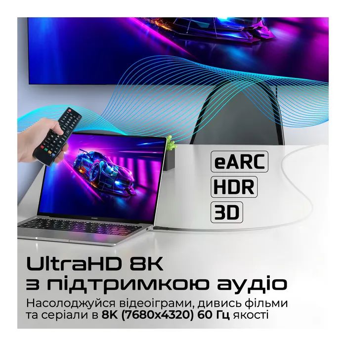 Кабель мультимедийный HDMI to HDMI 5.0m v2.1 grey Promate (primelink8k-500.grey) изображение 5