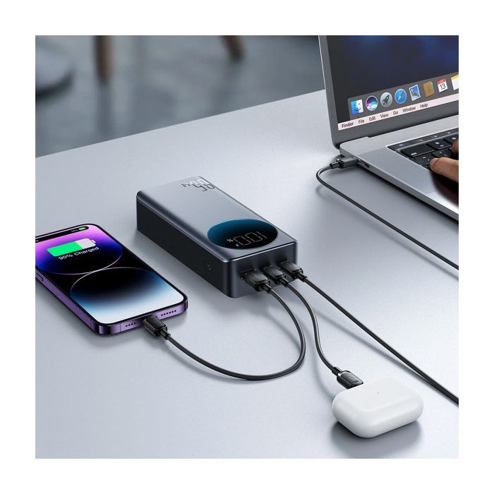 Батарея универсальная JOYROOM 30000mAh 65W PD, QC/3.0, USB-A, 2xUSB-C In/Out, Black (JR-PBF05) изображение 10