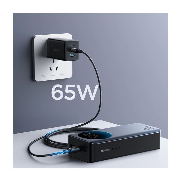 Батарея универсальная JOYROOM 30000mAh 65W PD, QC/3.0, USB-A, 2xUSB-C In/Out, Black (JR-PBF05) изображение 9