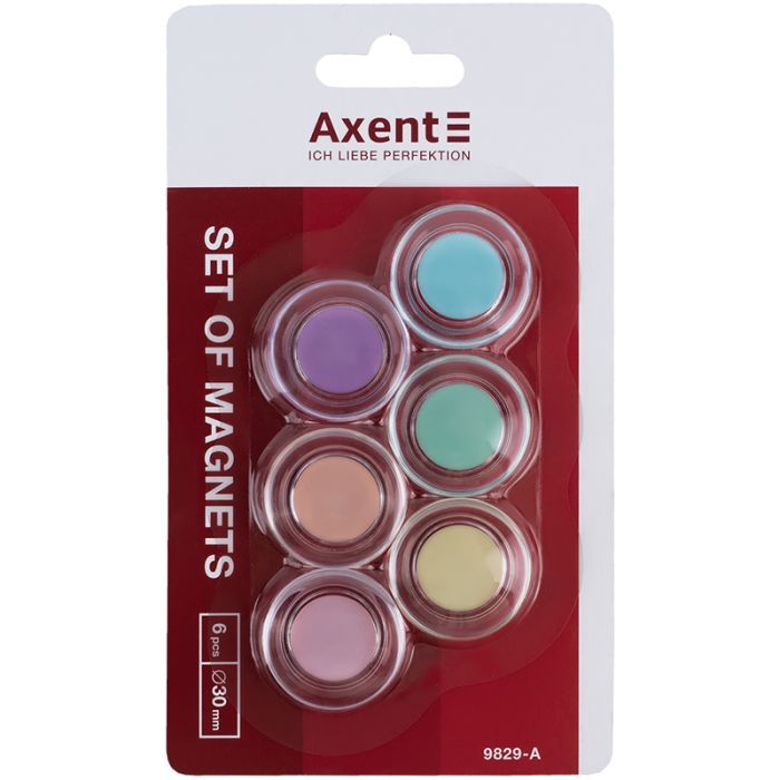Магніт Axent 30 мм, 6 шт, Pastelini (9829-А)