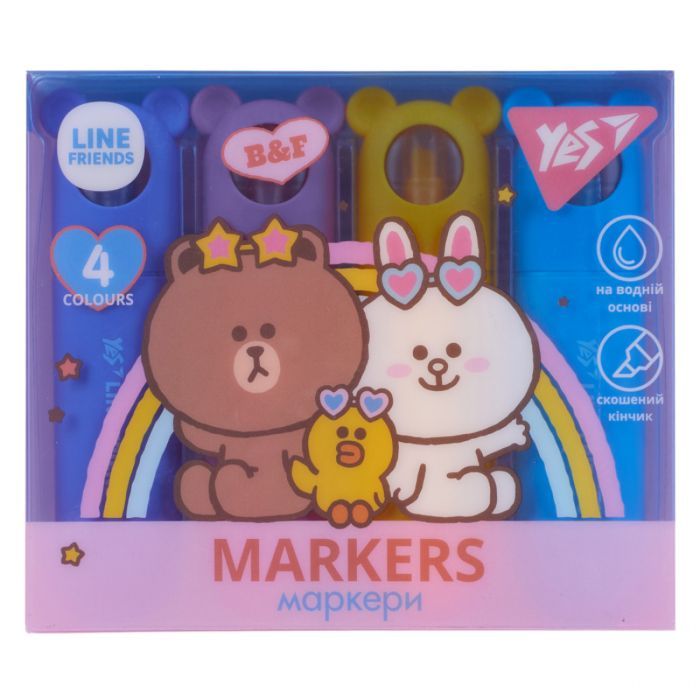Набор маркеров Yes текстовый Line Friends 4 шт (391105)
