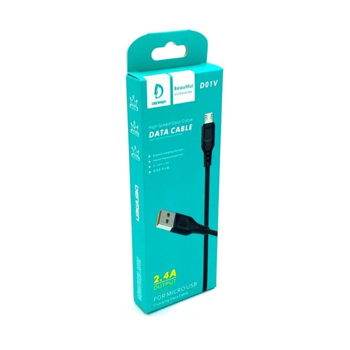 Дата кабель USB 2.0 AM to Micro 5P 1.0m 2.4A silicone black Denmen (DM-D01V-BK) изображение 5