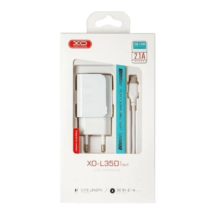 Зарядное устройство XO 2xUSB + cable USB-C white (XO-L35-TC) изображение 3