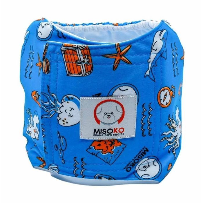 Підгузки для тварин MISOKO&CO багаторазові для кобелів, з восьминогом, XXL 1 шт. блакитні (HAINMSK63958)