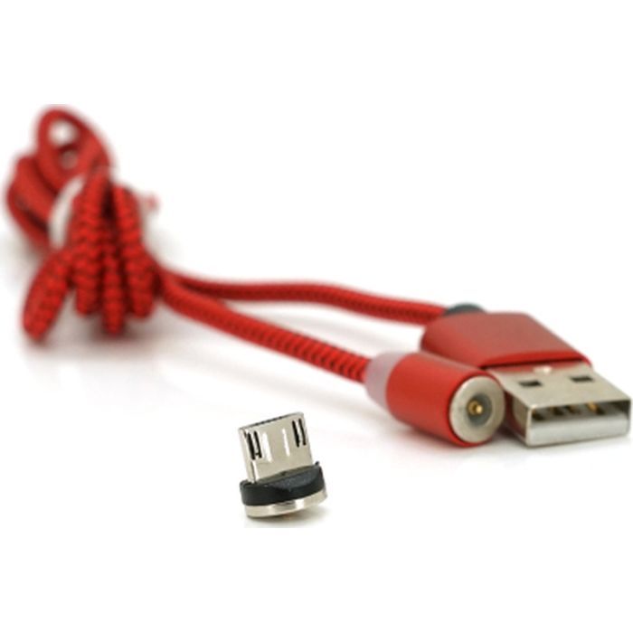 Дата кабель USB 2.0 to Micro 5P 1.0m 2A magnetic nylon red PiPo (18164) изображение 2