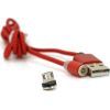 Дата кабель USB 2.0 to Micro 5P 1.0m 2A magnetic nylon red PiPo (18164) изображение 2