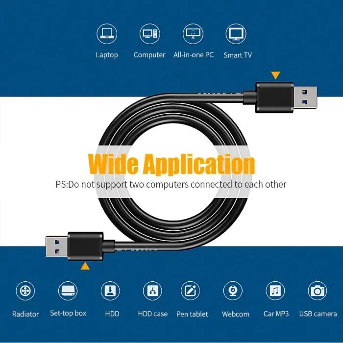 Дата кабель USB 3.0 AM/AM 2.0m 5Gbps black Essager (EXCAA-YTD01) зображення 6