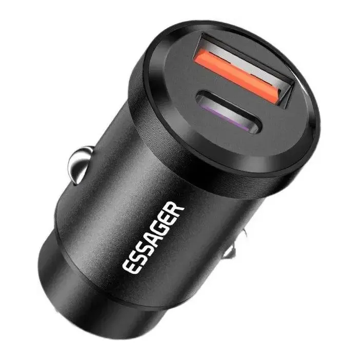 Зарядний пристрій Essager 1xUSB-C 30W + 1xUSB black (ECCAC-TL01)