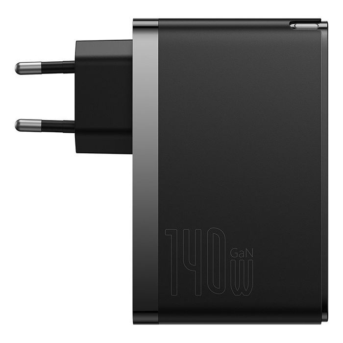 Зарядное устройство Baseus 2xUSB-C 140W + 1xUSB GaN + cable USB-C to USB-C black (CCGP100201) изображение 3
