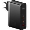 Зарядное устройство Baseus 2xUSB-C 140W + 1xUSB GaN + cable USB-C to USB-C black (CCGP100201)