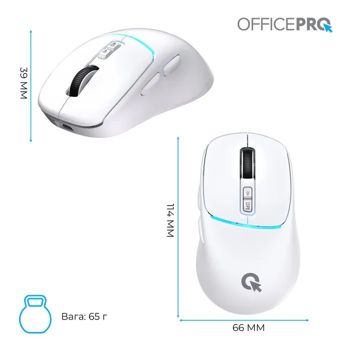 Мышка OfficePro M468W Wireless/Bluetooth White (M468W) изображение 12