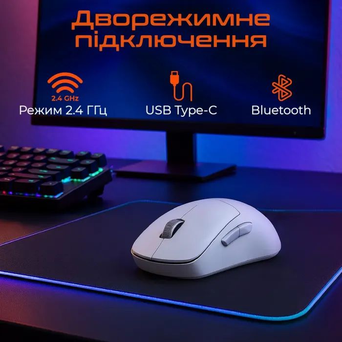 Мышка Meetion GW40 Bluetooth/Wireless/USB White (MT-GW40-B) изображение 4