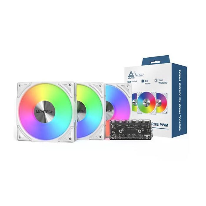 Кулер для корпуса MONTECH METAL PRO 12 ARGB 3 (METALPRO12 ARGB 3PACK (W)) изображение 4