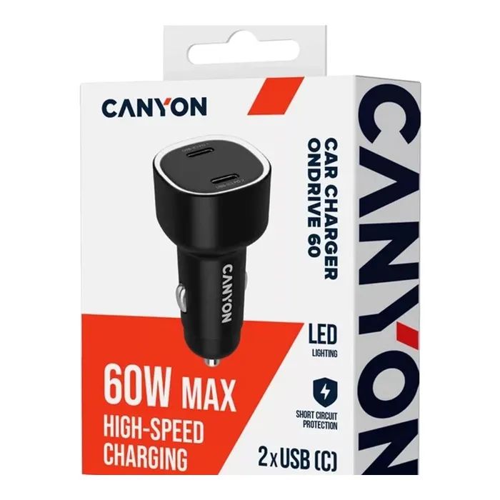 Зарядний пристрій Canyon 2xUSB-C PD60W black (CNE-CCABR3CC) зображення 5