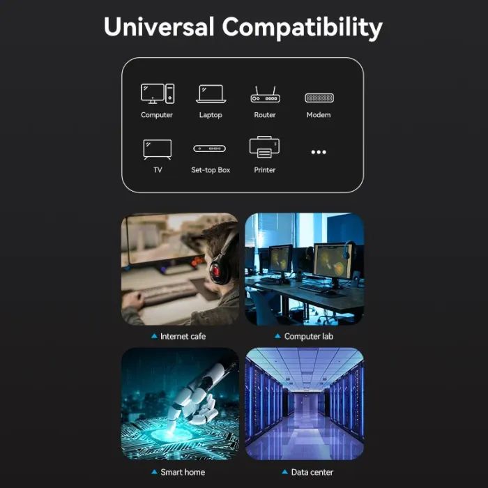 Патч-корд 0.5м, S/FTP cat 8 RJ-45 black Vention (IKKBD) зображення 10