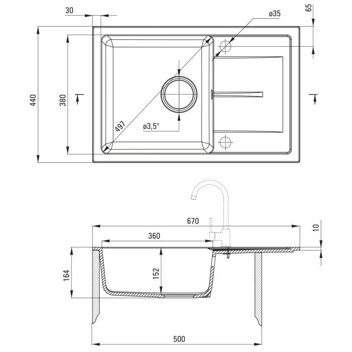 Мийка кухонна Deante Leda, мийка ZRD_2113 + зміш. BOC_B740, графіт (ZRDG2113) зображення 11