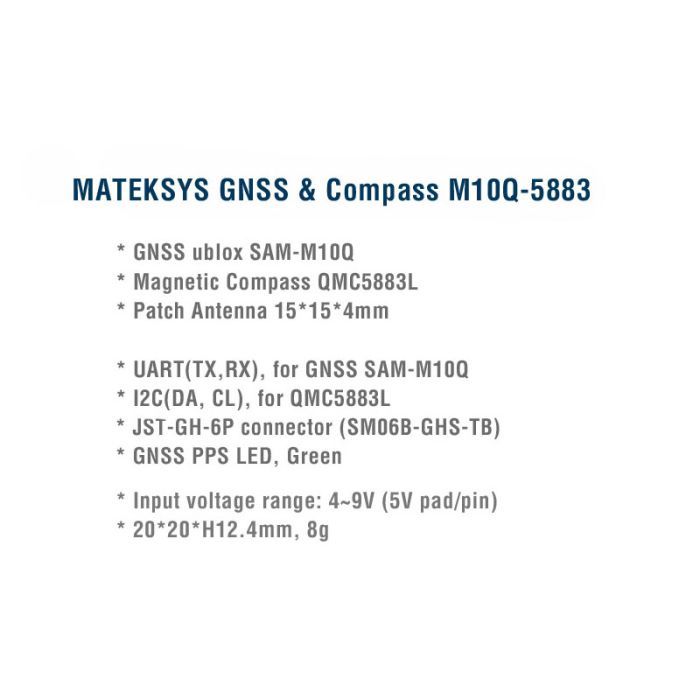 GPS модуль для дрона MATEK M10Q-5883 GNSS + Compass (M10Q5883) изображение 5