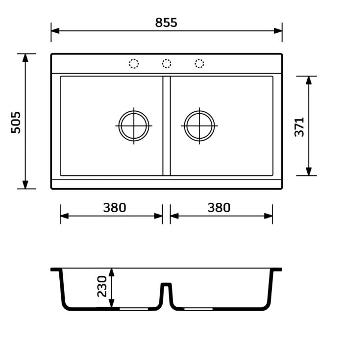 Мойка кухонная Adamant Similar антрацит + змішувач + дозатор + ополіскувач склянок + кол (4824296106515) изображение 8
