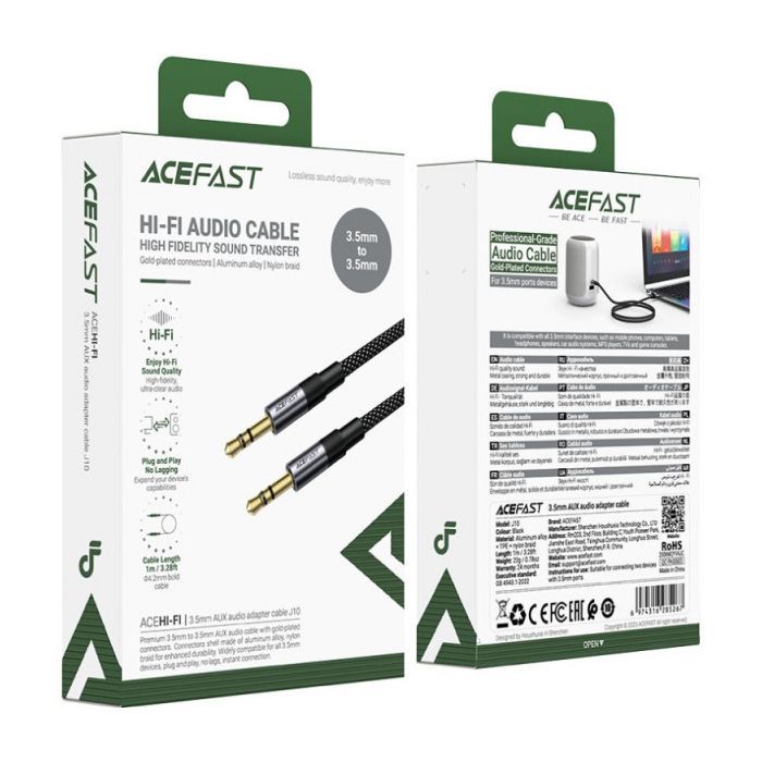 Кабель мультимедийный 3.5mm M to 3.5mm M 1.0m black Acefast (6974316285267) изображение 4