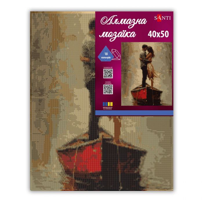 Картина по номерам Santi алмазна мозаїка "Двоє у човні", 40*50см на підрамнику (956064) изображение 2