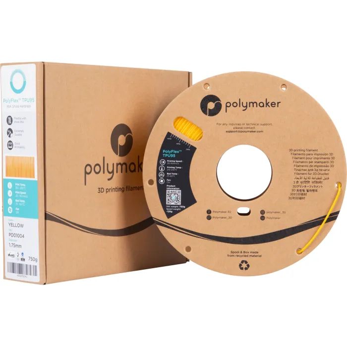 Пластик для 3D-принтера Polymaker TPU-95A 1,75mm 0,75kg YELLOW (PD01004) зображення 2