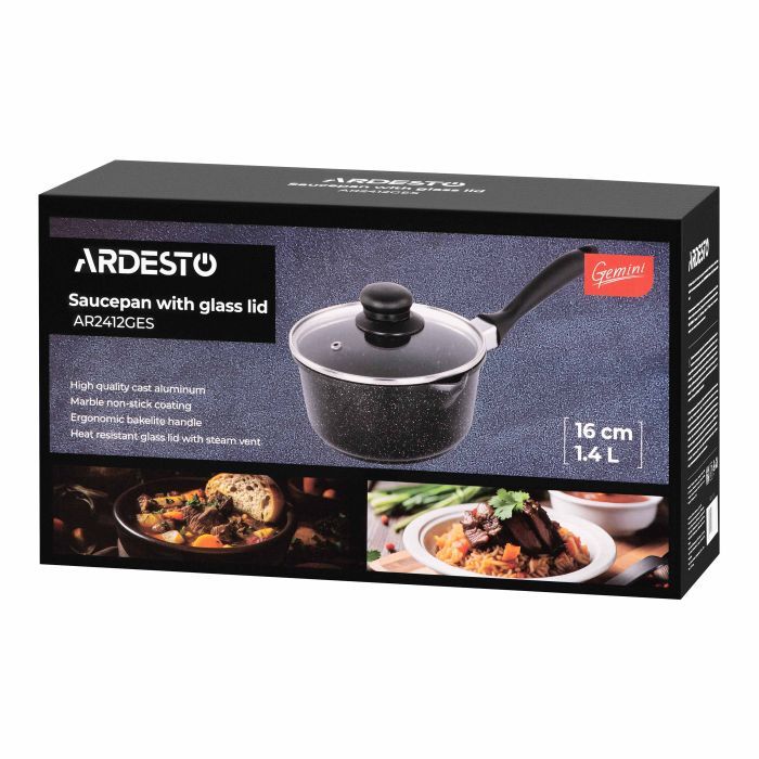 Ковш Ardesto Gemini Anzio, 1.4л, алюміній, чорний (AR2412GES) изображение 8