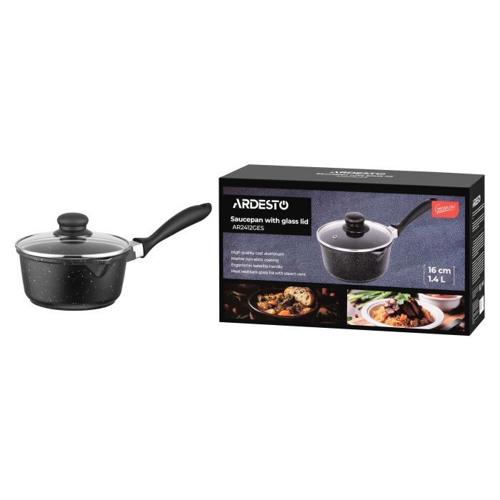 Ковш Ardesto Gemini Anzio, 1.4л, алюміній, чорний (AR2412GES) изображение 9